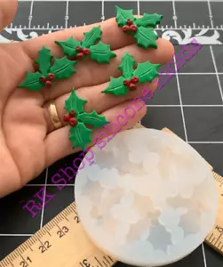 Weihnachtsstern Stechpalme Beeren Endblätter Silikonform für Weihnachten-Basteln-Wachs - Bild 1 von 7