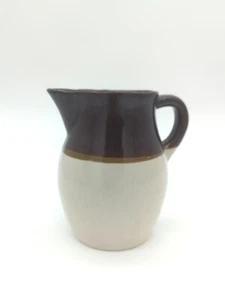Primitive Braun & Elfenbein Steinzeug Keramik Krug Glasiert Krug 6" Hoher Griff - Bild 1 von 13