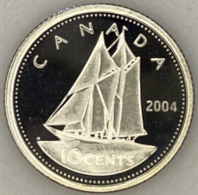 2004 CANADA 10 CENTS PROOF SILVER DIME HEAVY CAMEO COIN - Image 1 of 2
