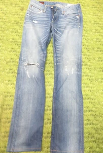 LADIES * Evisu Distressed Blue Jeans Pants - Size 27 x 34 - Picture 1 of 4
