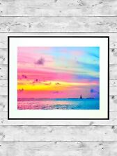 KEY WEST Sunset 11x14" Matted Art Photo Photograph Sailing Colorful Boat Rainbow