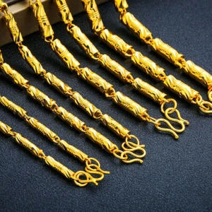 Zylinder Halskette Herren massiv 22K 23K 24K THAI BAHT GELBGOLD GP Halskette - Bild 1 von 5