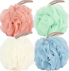 Bath Sponge Shower Loofahs 50g Mesh Pouf Bath Scrunchies for Men & Women (4pcs) - Picture 1 of 11