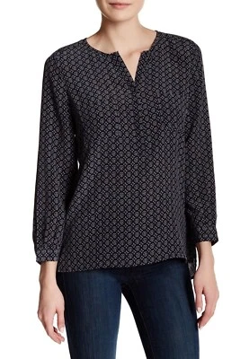 JOIE Nepal Tile Print Pockets Silk Henley Blouse Tunic Top Size Small $298 - Image 1 of 4