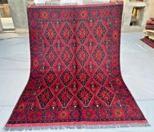 4x7 Afghan Turkmen Khal Mohammadi Bukhara Rug | Nomadic Persian Style Wool Rug - Picture 1 of 14