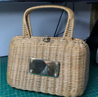 Vintage Rattan/Wicker Handbag Hand Made in Hong Kong by Forsum Good used cond