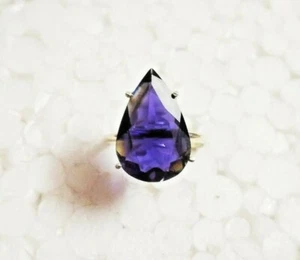 Anello Argento Sterling 925 Pietra Preziosa Iolite Naturale AAA/Anello di Fidanzamento - Foto 1 di 5