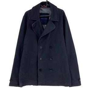 Tommy Hilfiger Marineblau Baumwollmischung Mantel Jacke Größe L - Bild 1 von 13