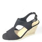 Franco Sarto Women's Size 9.5 M Black Fabric Upper Wedge Platform Sandals