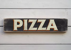 PIZZA Holzschild im Vintage Stil. Handgefertigtes Retro Hausgeschenk - Bild 1 von 20
