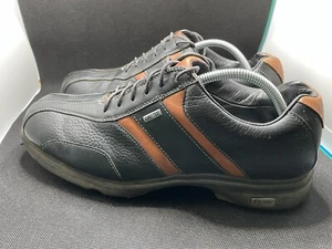 Etonic Golf Shoes Men's 11M Black & Brown Leather Gore-Tex Lace Up Golf Cleats - Picture 1 of 10