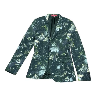 Topman Blazer Para Hombres 36R Verde Estampado Hoja Tropical Formal Chaqueta Traje Forrado Foto 1 de 4