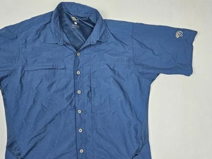 Mountain Hardwear Shirt Mens Large Blue Performance Vented Button Up Outdoor - Picture 1 of 8