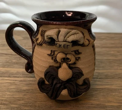 Tiegland Bradford ручной работы керамики кофейная кружка чашка 3D шеф-повар лицо стороны 3,25» диаметр - Изображение 1 из 4