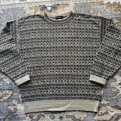 Suéter Tejido 3D Vintage Neiman Marcus Talla Mediana Hecho en EE. UU. Algodón Marrón Años 80 90 Foto 1 de 4