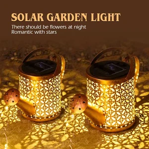 2PCS Solar Watering Can with Lights Outdoor Hanging Waterproof Garden Decor - Picture 1 of 5