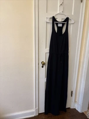 Maxi Vestido Andrew Marc New York Para Mujer Tejido Corredor Espalda Elastizado Largo Negro M Foto 1 de 4