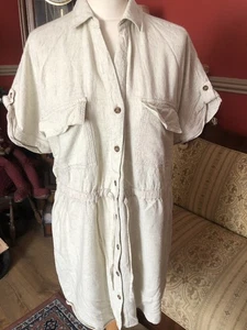 Ladies Linen Blend Tunic Shirt Blouse Top Safari Style Stylish 20 Pit2pit 24in❤️ - Picture 1 of 6