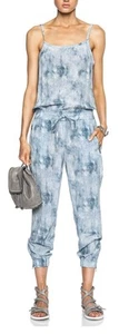Pam & Gela Jumpsuit Womens Medium Silk Tie Dye Drawstring Pockets Zip Romper - Picture 1 of 13
