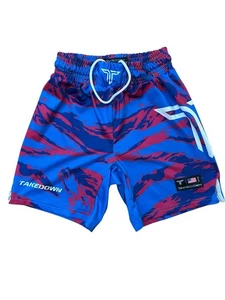 Takedown Sports USA APEX YOUTH Medium MMA Wrestling Shorts Size YM PINK BLUE Boy - Picture 1 of 10