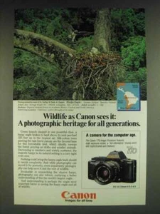1985 Canon T70 Camera Ad - Harpy Eagle - Picture 1 of 1