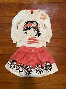 Gymboree Kitty In Pink Ivory Daisy Tee Pink Flower Skirt Outfit Set Girls 4T NWT - Picture 1 of 1