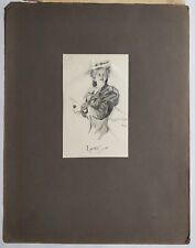 Zeichnung Bleistift Halbportrait Dame Hut Stock Lotti Signiert Datiert 1909