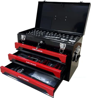 Tool Set Box with Handle & 3-Drawer Heavy Duty Metal Box-439 Piece Tool Kits - Image 1 of 4