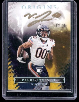 2022 Panini Origins Velus Jones Jr Gold Autograph Rookie Auto RC #02/10 Bears - Image 1 of 2