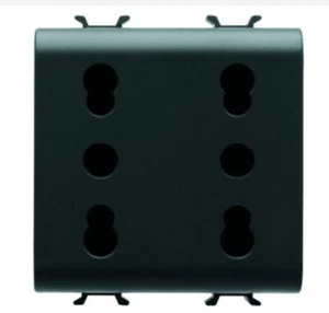 Gewiss GW12208 Italian Standard Double Socket 250v AC 2x2P+E 16A Dual Amperage - Picture 1 of 1