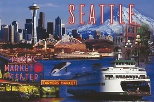 Postal Ferry M/V Tacoma y City Sights del Estado de Washington Seattle como Nuevo - Imagen 1 de 1