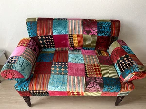 2 sitzer Sofa gebraucht Patchwork bunt leichte Gebrauchsspuren - Bild 1 von 7