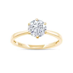 1ct 6.5MM Round Cut Moissanite Solitaire Engagement Ring 925 Sterling Silver - Picture 1 of 16