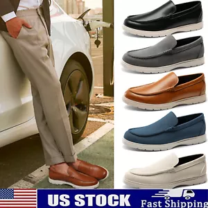 Men's Flexible Dress Shoes Loafers Casual Slip-on Lightweight Classic Shoes - Picture 1 of 30