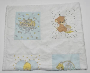 Vintage 90er Precious Moments Babydecke 43x50 Wende Bär Hase Arche Noah - Bild 1 von 6