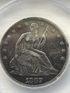 1867 seduto liberty mezzo dollaro ANACS EF 40 - Foto 1 di 3