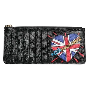DOLCE & GABBANA Wallet Black Leather #DGLovesLondon Cardholder Case Women 500usd - Picture 1 of 7