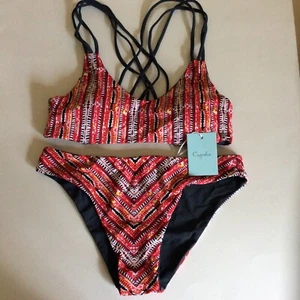 NWT Cupshe Heated Love in Desert Cross Back Bikini Reversible Swimwear Size S - Picture 1 of 10