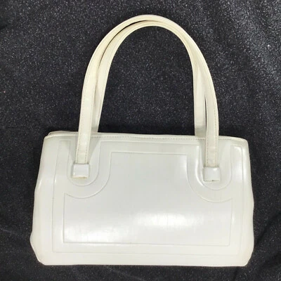 Vintage Kelly Daytime Pocketbook Purse White Cream Vinyl A frame Julius Resnick - Image 1 of 4