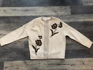 VTG 60s Ivory Colored Beaded Lambswool Angora Rabbit Sweater Sorren Medium AS IS - Picture 1 of 8