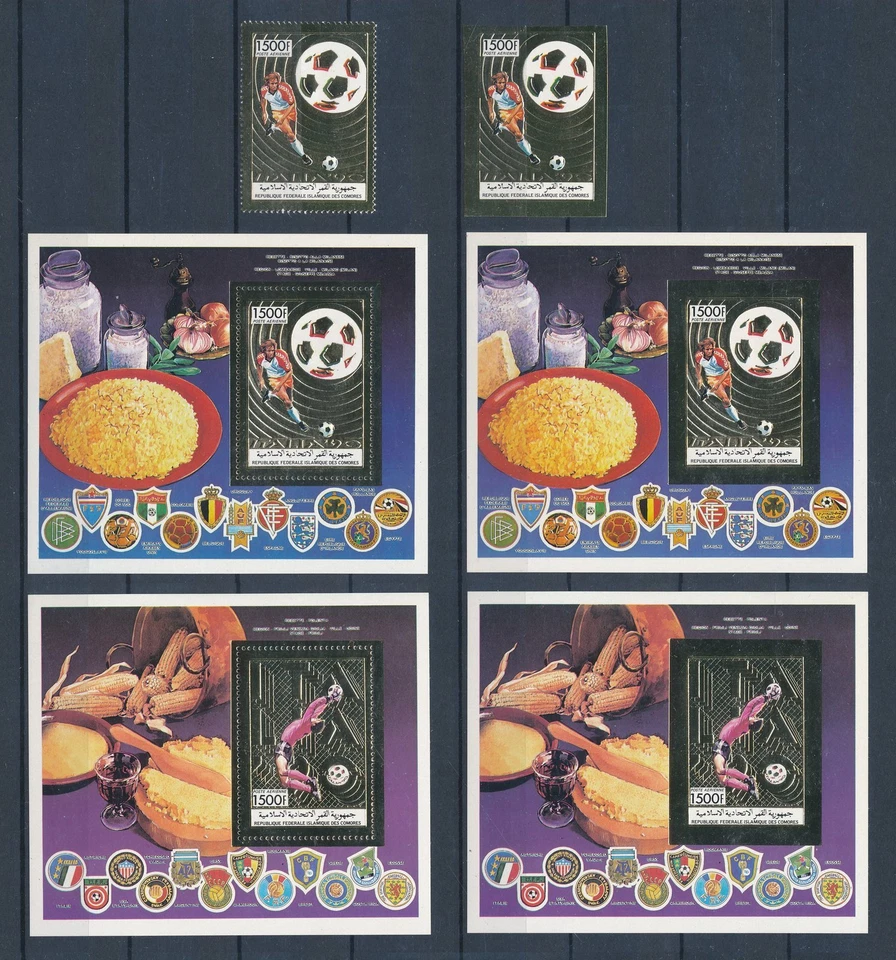[112868] Comoros 1989 World Cup football Italy Gold Perf. Imperforated MNH - Image 1 of 1
