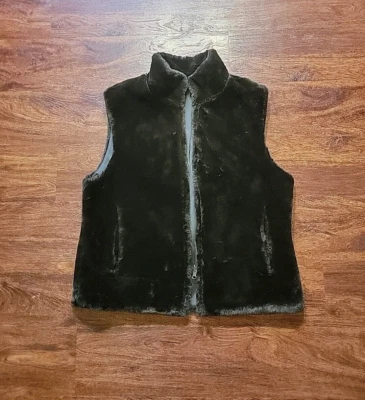 Womens Blassport M Medium  Reversible Brown Vest Faux Fur - Image 1 of 4