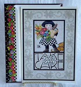 Vintage 1993 Maria Engelbreit Tinte "Take Good Care-Get Well Soon" Grußkarte - Bild 1 von 4