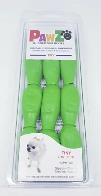 Botines Pawz Tiny Green para perro (paquete de 12) verdes XS DIMINUTOS (patas de hasta 1") Foto 1 de 4
