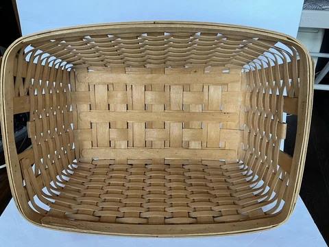 Large Longaberger Laundry Basket 1996 Classic Stain Woven Wooden Farmhouse EUC Cover