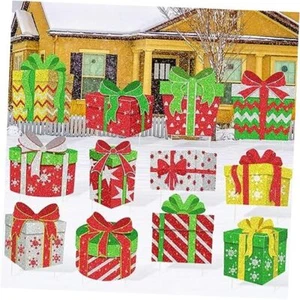 12Pcs Christmas Decoration Outdoor Yard Sign with Stakes Xmas Lawn Sign Box - Picture 1 of 7