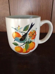 Geninne Zlatkis ORANGES and BIRDS  Coffee Cup Mug NEW Hallmark Santa Fe artist - Picture 1 of 3