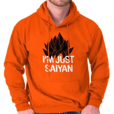 Funny Anime Manga Pun I'm Just Saiyan Joke Hoodie Hooded Sweatshirt Men Women - Image 1 of 4