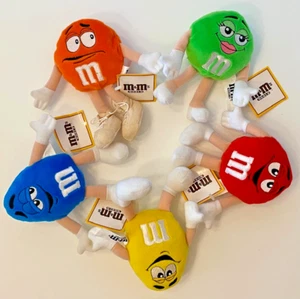 Vintage M&M's Plush Beanies M&M's World w/Tags, 90's: Yellow, Red, Blue , Orange - Picture 1 of 10