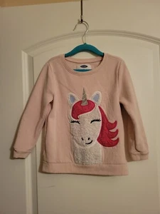 Old Navy Girls Unicorn Sweater 5T Pink Long Sleeve Cute Raised Graphic  - Picture 1 of 6